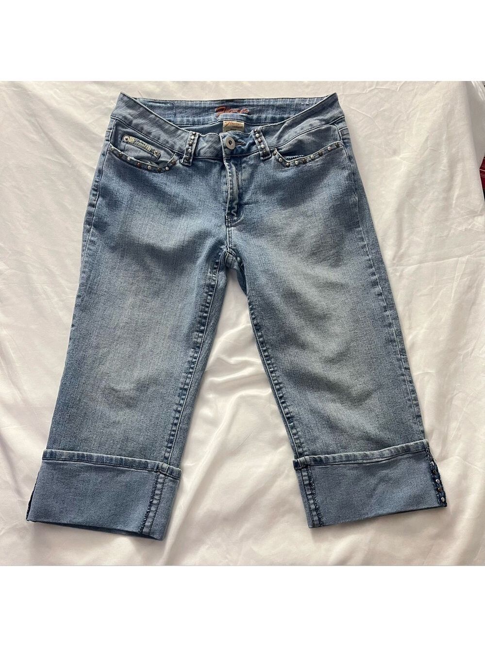 Vintage Y2K Flavour Bubblegum Studded Low Rise Capri Jeans 12P